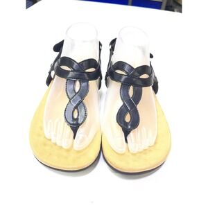 Athlefit Womens Orthotic Sandals‎ Black T-Strap Walking Shoes Comfort Size 8
